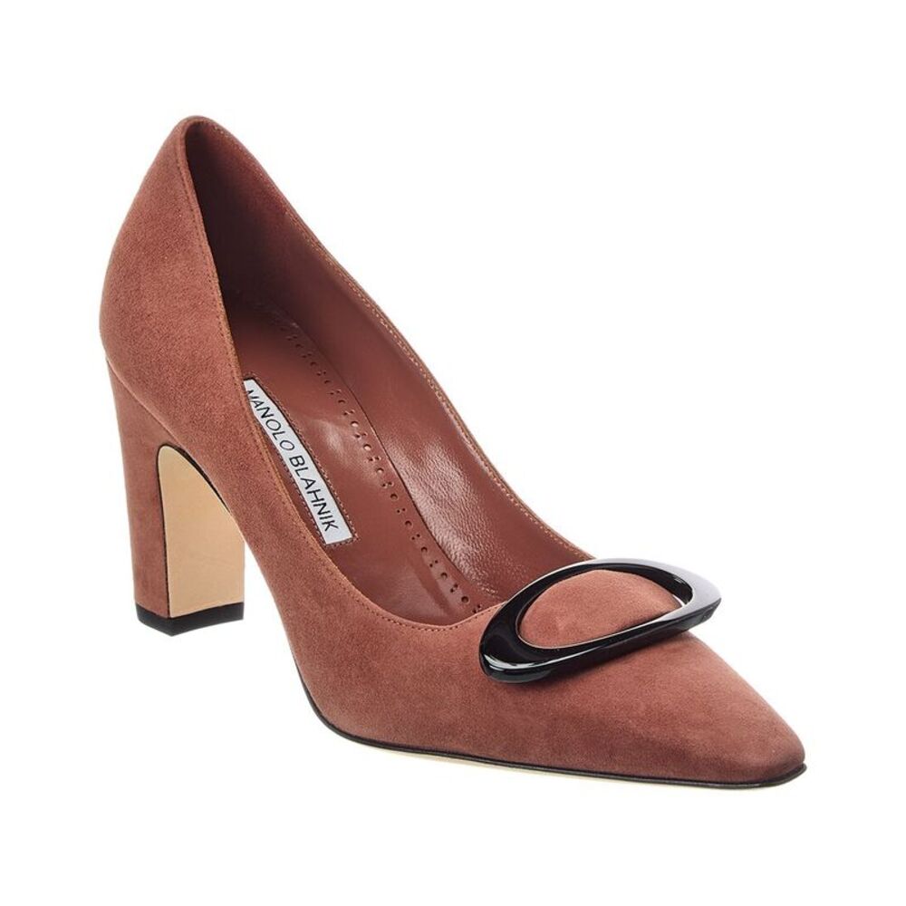 Manolo Blahnik Fenixhi 90 Suede Pump, Brown